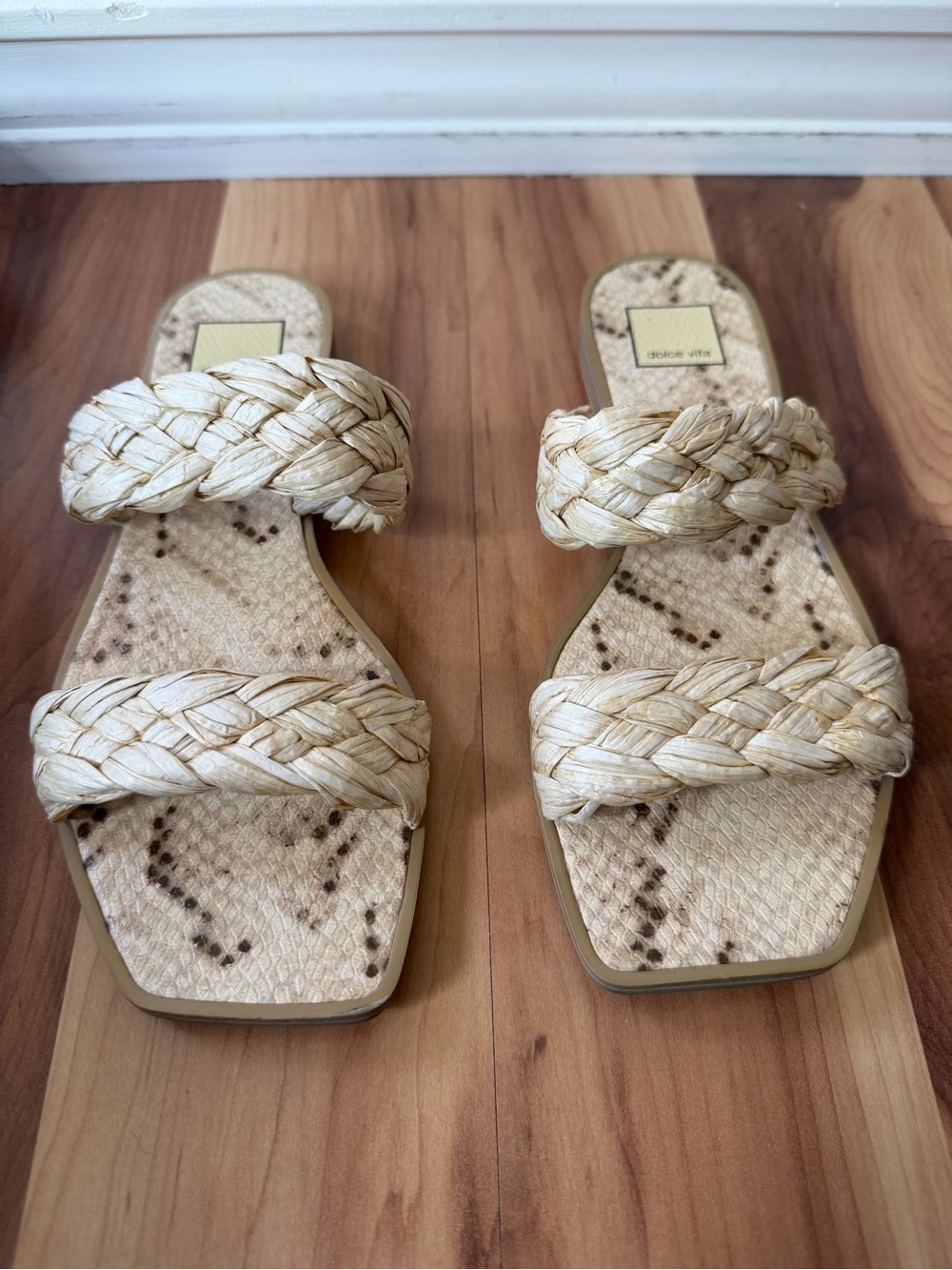 Dolce Vita Natural Braided Double-Strap Slide Sandals